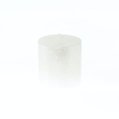 Bougie pilier BIG Metallic, 9 x 9 x 9 cm, blanc, durée de combustion environ 83 heures, 793172