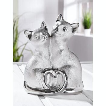 Sculpture en porcelaine "Couple de Chats" VE 2 2