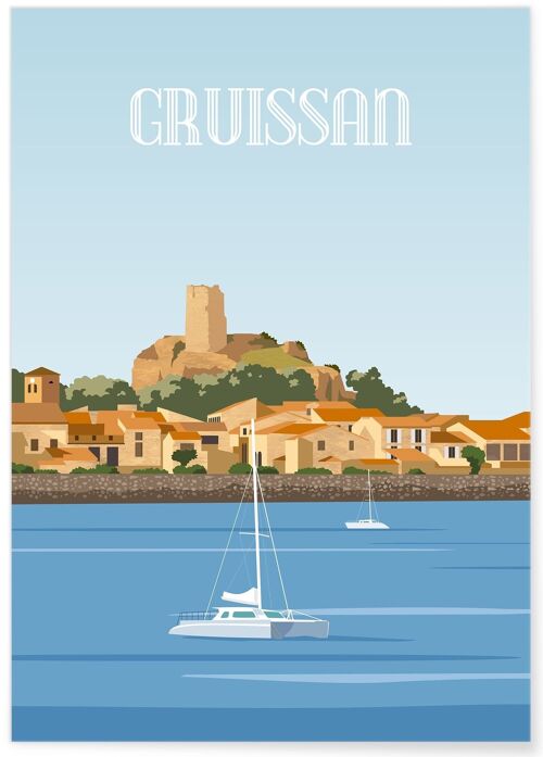 Affiche illustration de la ville de Gruissan