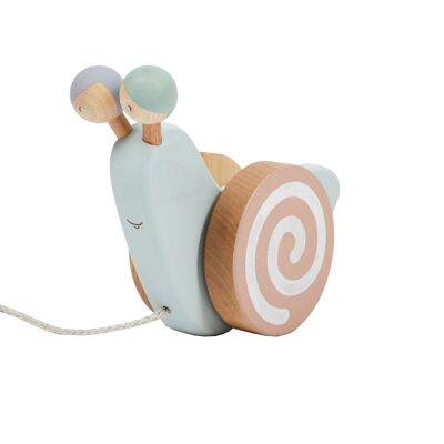 Wooden Pull Toy Blue Snail