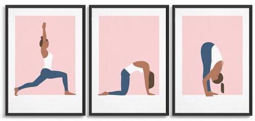 Yoga print set - A4 - Pink