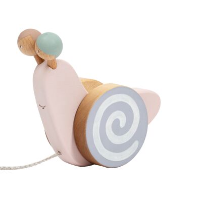 Wooden Pull Toy Pink Snail