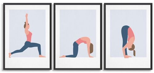 Yoga print set - A4 - Blue