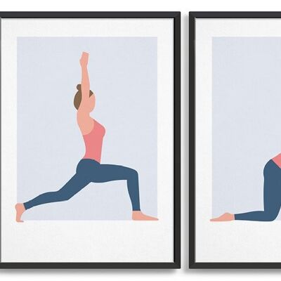 Yoga print set - A4 - Blue