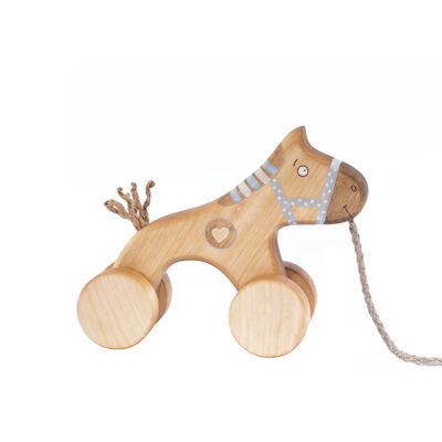 Wooden Pull Toy Blue Horse