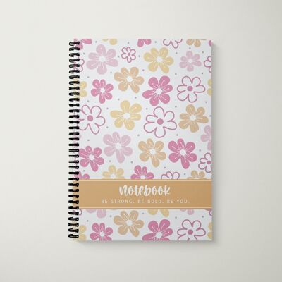 Liniertes Notizbuch A5, süßes Blumenmuster
