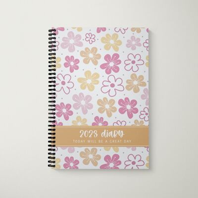 Tagebuch 2023, A5, süßes Blumenmuster