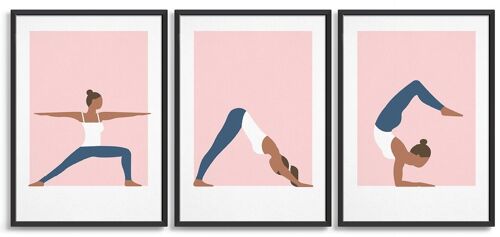 Yoga print trio - A4 - Pink