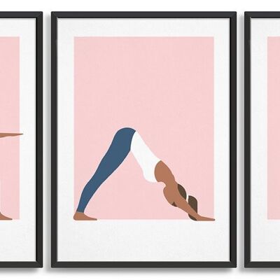 Trio imprimé yoga - A4 - Rose