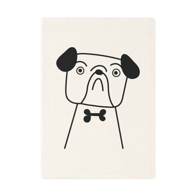 Bulldog Cotton Tea Towel, 50 x 70 cm, organic cotton, eco-friendly dog kitchen towel, bathroom hand towel with puppies