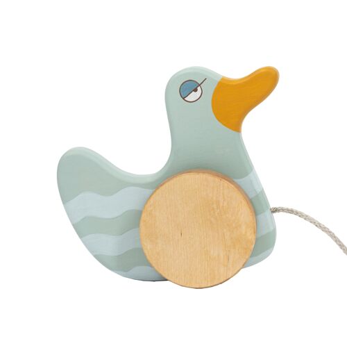 Wooden Push Toy Mint Green Duck