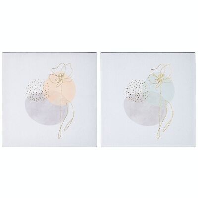 Tableau bois/lin "One Line Flower" VE 6 so