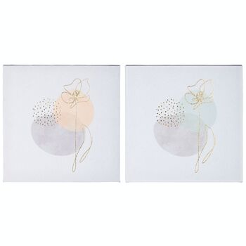 Tableau bois/lin "One Line Flower" VE 6 so 1