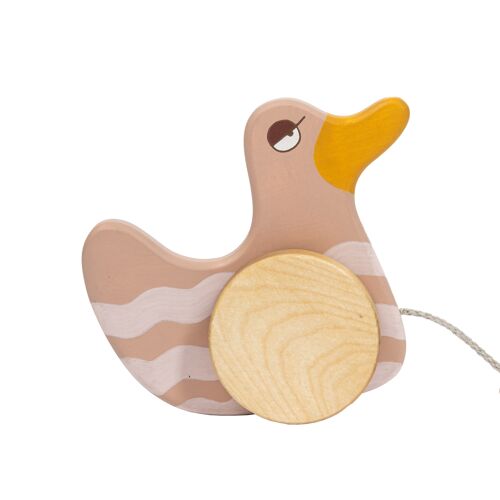 Wooden Push Toy Pink Duck