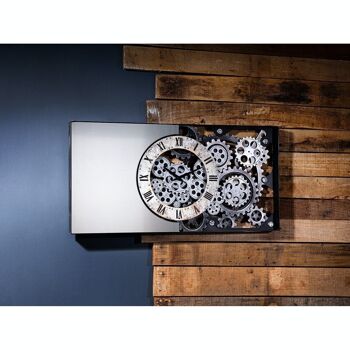 Horloge murale en métal "Industriel" avec miroir 2