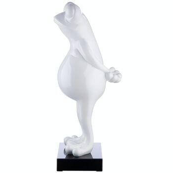 Grenouille poly sculpture "Frog" blanc métallisé 2