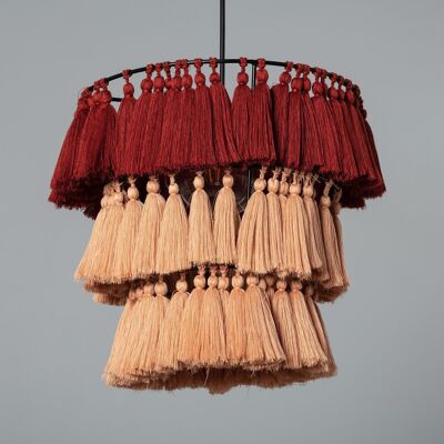 Ledkia Pendant Lamp Metal and Cotton with Fringes Nahua Terracotta