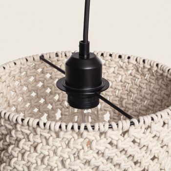 Lampe à Suspension Ledkia Macramé Hupa Coton Blanc Cassé 6