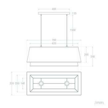 Suspension Ledkia Métal et Tissu Adra Beige 2