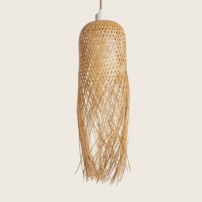 Ledkia Kawaii Lampe à Suspension en Bambou Textile Naturel