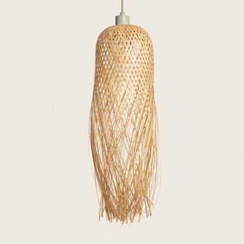 Ledkia Lampe à Suspension en Bambou Kawaii Textile Noir