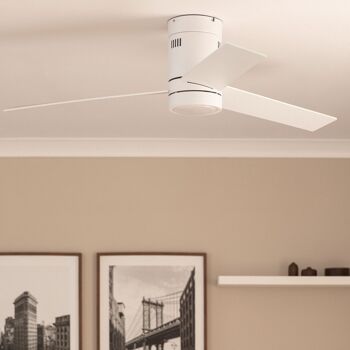 TechBrey Tydir Ventilateur de plafond LED blanc 132 cm Moteur CC 10