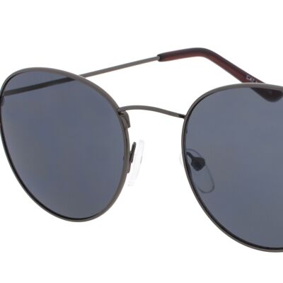 VEGAS-Retro Round Sunglasses in Gunmetal frame with Grey lenses