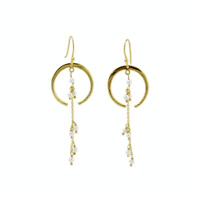 Boucles d'oreilles pendantes en or avec perles d'eau douce au clair de lune