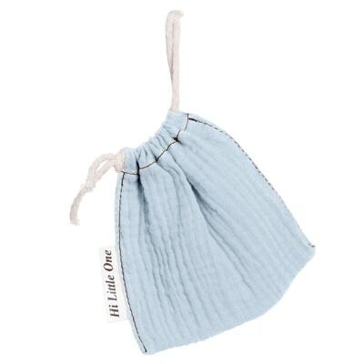 Schnullertasche aus Bio-BIO-Baumwoll-Musselin-Schnullertasche Baby Blue