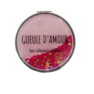 Pocket mirror with sequins "Gueule d'amour"