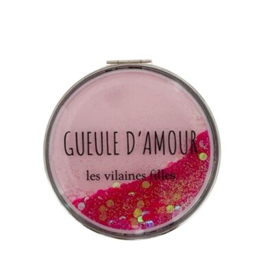 Pocket mirror with sequins "Gueule d'amour"