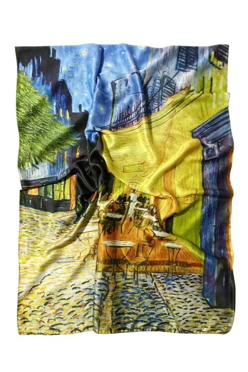Van Gogh Terrace At Night Print Silk Scarf - Yellow