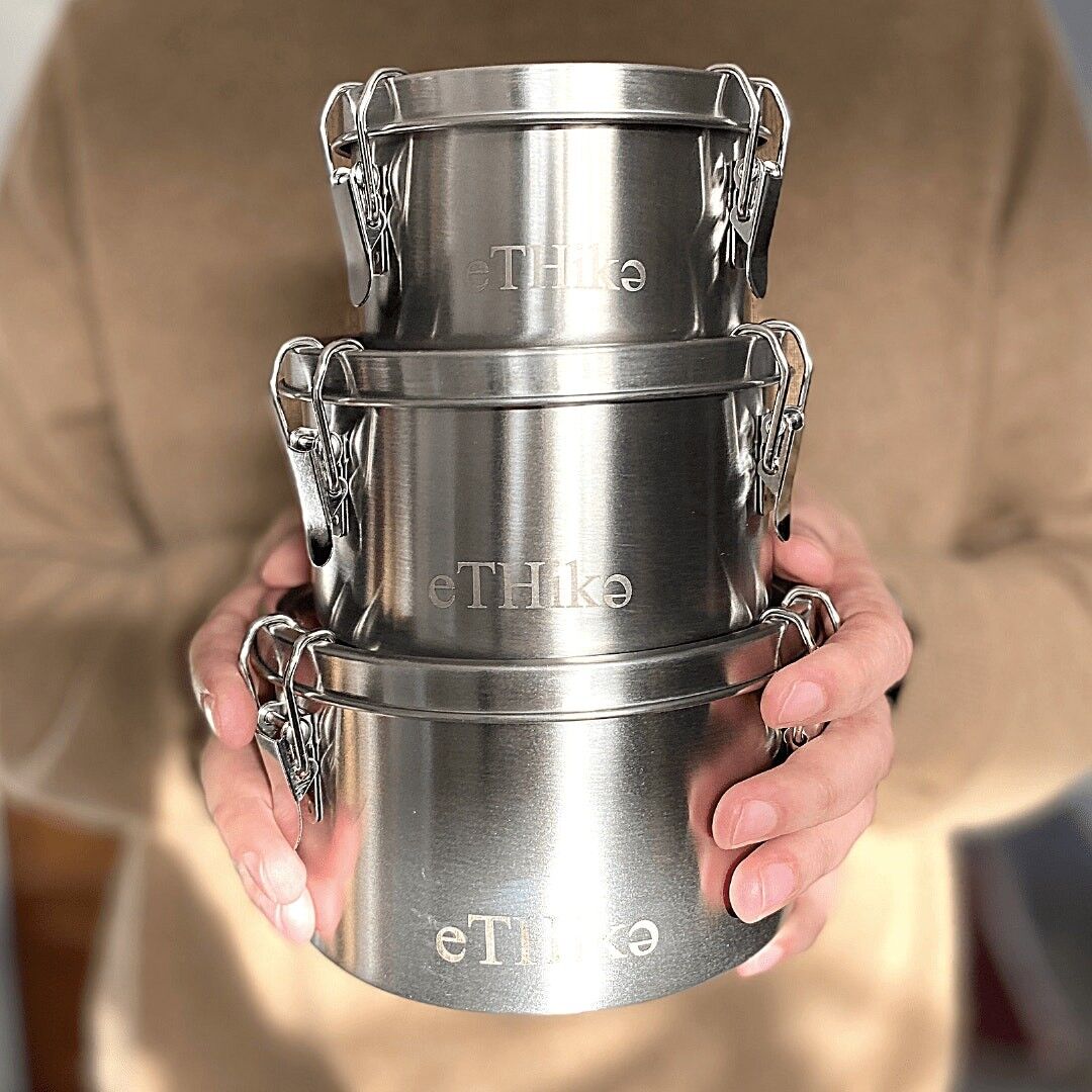 SET OF 3 leak-proof, stainless steel food containers 480ml + 780ml + 1200ml