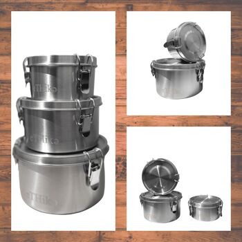 SET DE 3 barquettes alimentaires inox étanches 480ml + 780ml + 1200ml 5