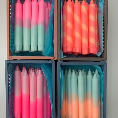 Dip Dye Lights * Neon Pink Apricot Turquoise - DIP DYE candles