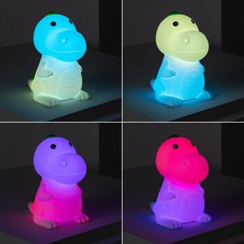 Ledkia Veilleuse LED Enfant Dinosaure RGB Silicone avec Batterie RGB 6