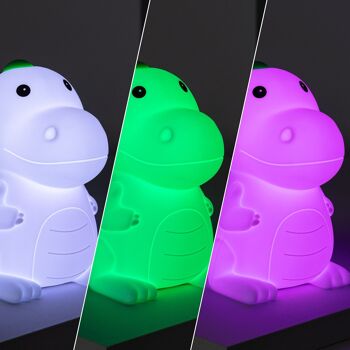 Ledkia Veilleuse LED Enfant Dinosaure RGB Silicone avec Batterie RGB 7