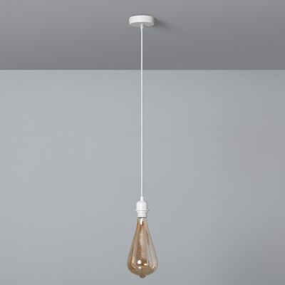 Ledkia-Halterung mit Lampenfassung für Hängelampe mit Textilkabel weiß