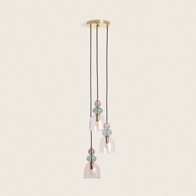 Ledkia Pendant Lamp Metal and Glass Tri Baudelaire Pink