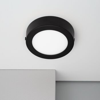Plafonnier LED Ledkia 6W Circulaire Aluminium Slim Ø110 mm CCT Sélectionnable Galan SwitchDimm Noir 2