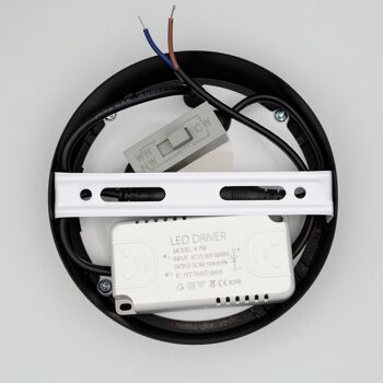 Plafonnier LED Ledkia 6W Circulaire Aluminium Slim Ø110 mm CCT Sélectionnable Galan SwitchDimm Noir 5