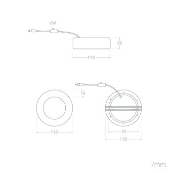 Plafonnier LED Ledkia 6W Circulaire Aluminium Slim Ø110 mm CCT Sélectionnable Galan SwitchDimm Noir 8