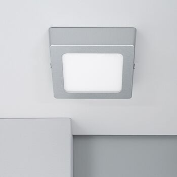 Ledkia Plafonnier LED 6W Carré Aluminium 105x105 mm Slim CCT Sélectionnable Galan SwitchDimm Gris 2