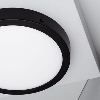 Plafonnier LED Ledkia 18W Circulaire Aluminium Ø210 mm Slim CCT Sélectionnable Galan SwitchDimm Noir 3