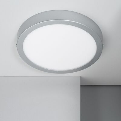 Plafonnier LED Ledkia 18W Circulaire Aluminium Ø210 mm Slim CCT Sélectionnable Galan SwitchDimm Gris