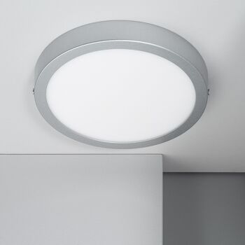 Plafonnier LED Ledkia 18W Circulaire Aluminium Ø210 mm Slim CCT Sélectionnable Galan SwitchDimm Gris 1