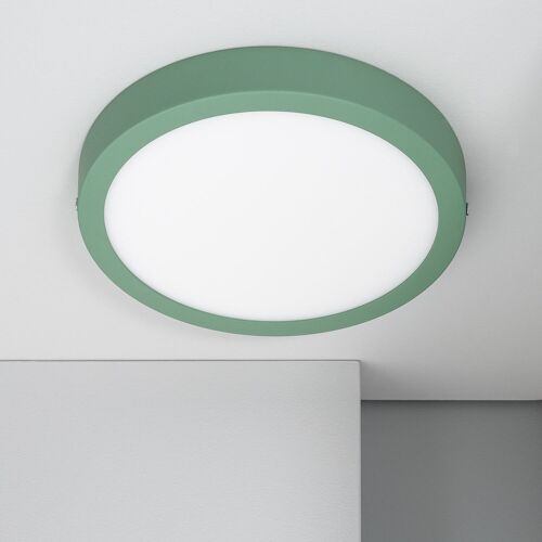Ledkia Plafón LED 18W Circular Aluminio Ø210 mm Slim CCT Seleccionable Galán SwitchDimm Verde