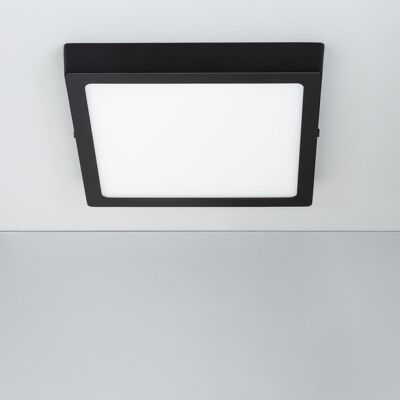 Ledkia Plafoniera LED 18W Quadrata Alluminio 210x210 mm Slim CCT Selezionabile Galan SwitchDimm Nero