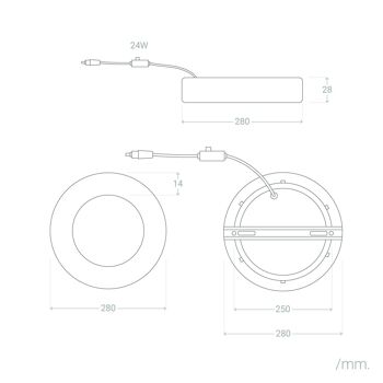 Plafonnier LED Ledkia 24W Circulaire Aluminium Ø280 mm Slim CCT Sélectionnable Galan SwitchDimm Noir 7