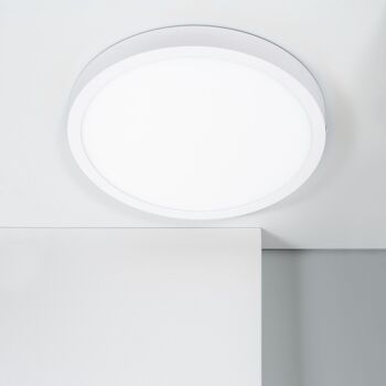 Plafonnier LED Ledkia 24W Circulaire Aluminium Ø280 mm Slim CCT Sélectionnable Galan SwitchDimm Blanc 1